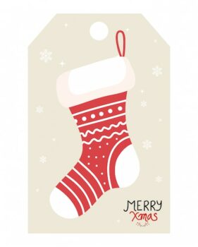 Free Vector | Merry christmas banner with sock hanging