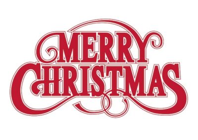 Free Vector | Merry christmas vector logo red decorative logo with swash isolated on a white background