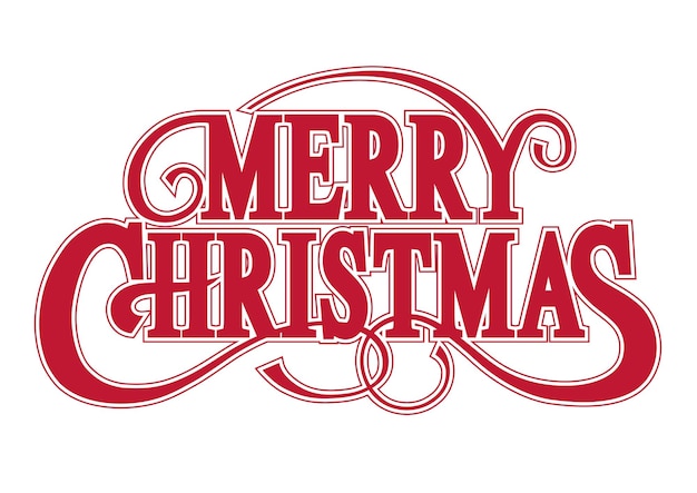 Free Vector | Merry christmas vector logo red decorative logo with swash isolated on a white background