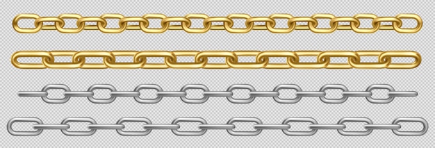 Free Vector | Metal chain of silver, steel or golden links set