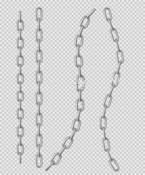 Free Vector | Metal chain with whole or break steel chrome links