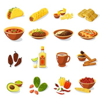 Free Vector | Mexican food set