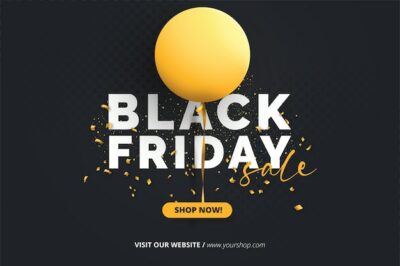 Free Vector | Minimal black friday banner with realistic yellow balloon