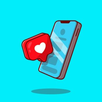 Free Vector | Mobile phone with love sign cartoon icon illustration.