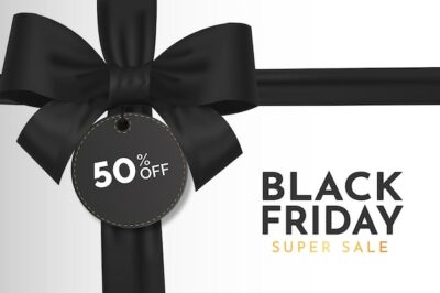 Free Vector | Modern black friday sale with realistic black ribbon