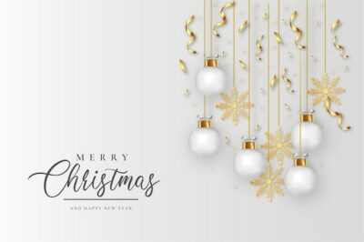 Free Vector | Modern merry christmas card with clean backgroun