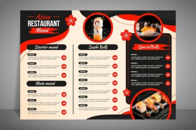 Free Vector | Modern restaurant menu for sushi