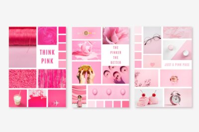 Free Vector | Moodboard template in bright pink