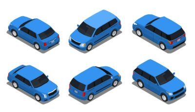 Free Vector | Most common auto accidents car types angle collisions isometric set with sedan saloon hatchback van vector illustration