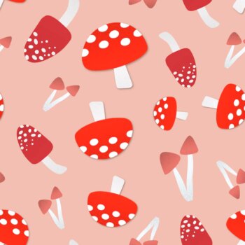 Free Vector | Mushroom seamless pattern background, cute food vector illustration