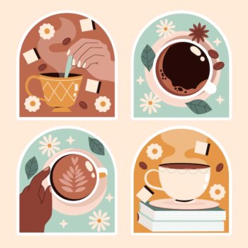 Free Vector | Naive coffee stickers set