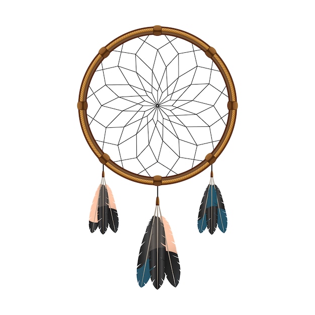 Free Vector | Native american indian magical  dream catcher with sacred feathers to filter thoughts icon