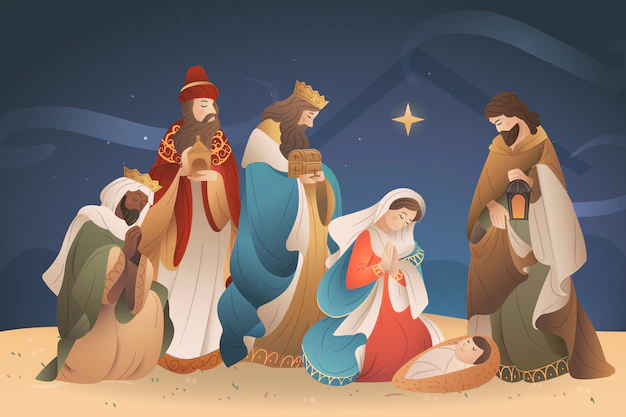 Free Vector | Nativity scene concept in hand drawn