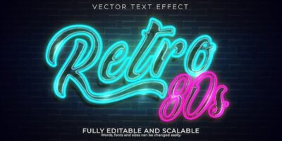 Free Vector | Neon light text effect, editable retro and glowing text style