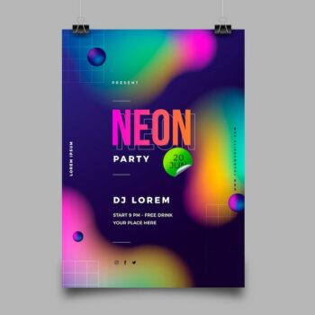 Free Vector | Neon party poster template