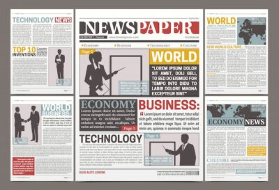 Free Vector | Newspaper template design with financial articles news and advertising information flat