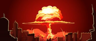 Free Vector | Nuclear explosion mushroom cloud retro poster