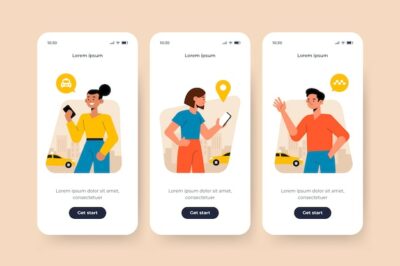 Free Vector | Onboarding app screen for taxi service theme