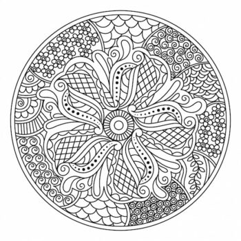 Free Vector | Oriental mandala design for coloring book. round decorative element with floral design.