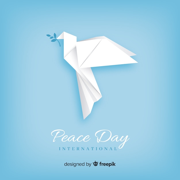 Free Vector | Origami peace day background with dove