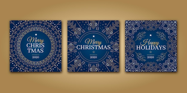 Free Vector | Ornamental christmas cards