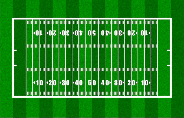 Free Vector | Overview of american football field showing yard lines