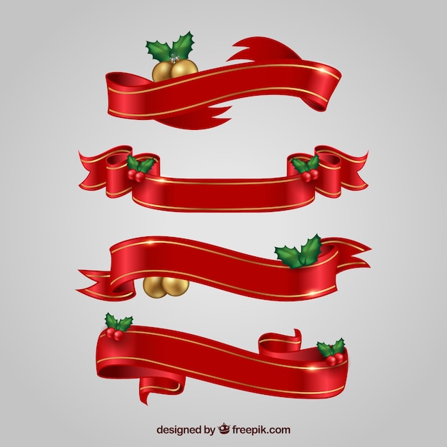 Free Vector | Pack of christmas decorative ribbons