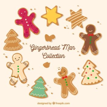 Free Vector | Pack of nice and delicious gingerbread cookies