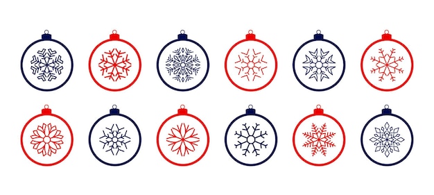 Free Vector | Pack of xmas bauble element for christmas design in line style