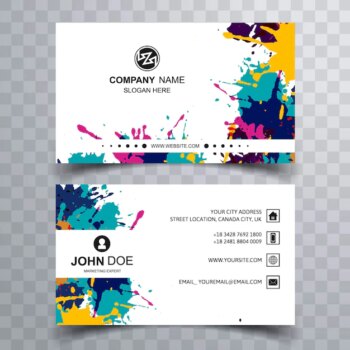 Free Vector | Paint stains business card