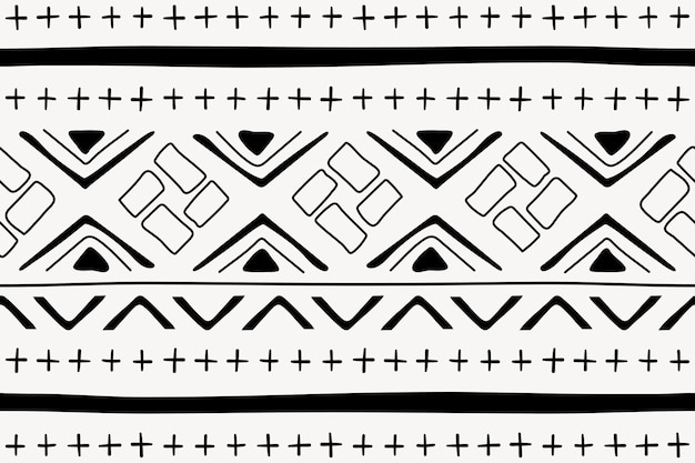 Free Vector | Pattern background, ethnic seamless aztec design, black and white geometric style, vector
