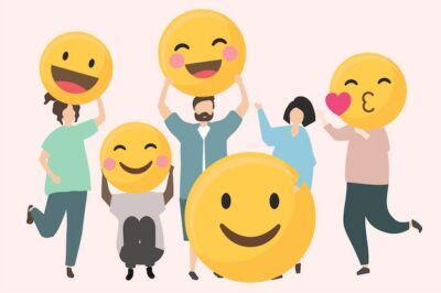 Free Vector | People with funny and happy emojis illustration