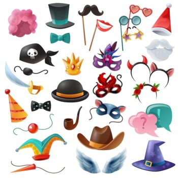 Free Vector | Photo booth party icons set