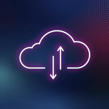 Free Vector | Pink neon cloud icon digital networking system