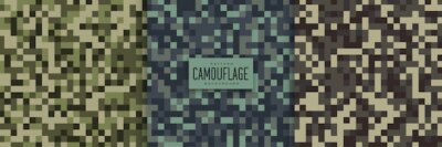 Free Vector | Pixel style camouflage seamless patterns set