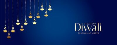 Free Vector | Premium decorative golden diya banner design