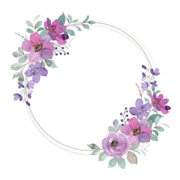 Free Vector | Purple floral wreath with watercolor