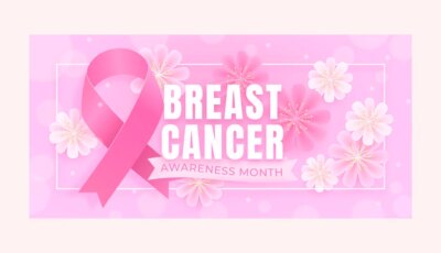 Free Vector | Realistic breast cancer awareness month horizontal banner template