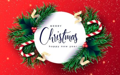 Free Vector | Realistic christmas banner with branches and red background