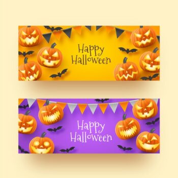 Free Vector | Realistic halloween banners