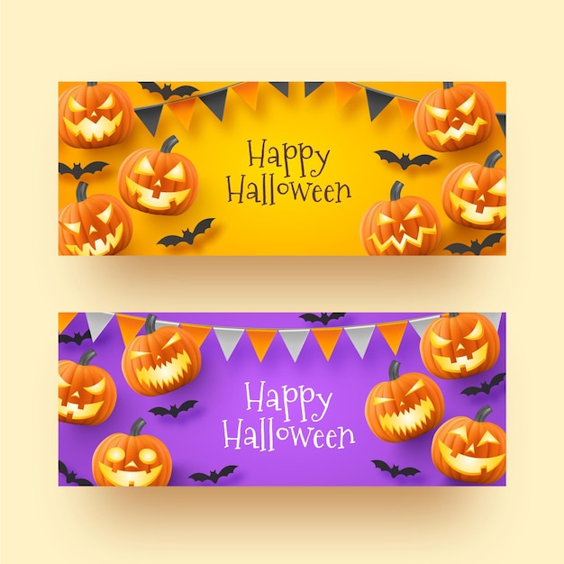 Free Vector | Realistic halloween banners