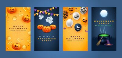 Free Vector | Realistic halloween instagram stories collection