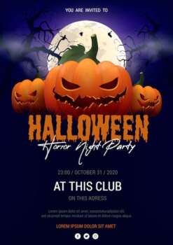 Free Vector | Realistic halloween party poster template