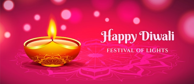 Free Vector | Realistic happy diwali banner