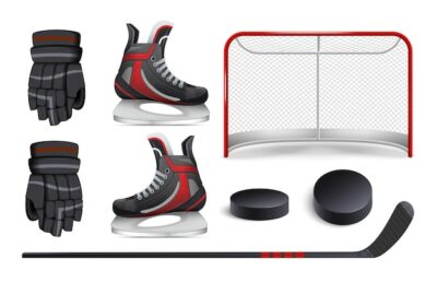 Free Vector | Realistic hockey set