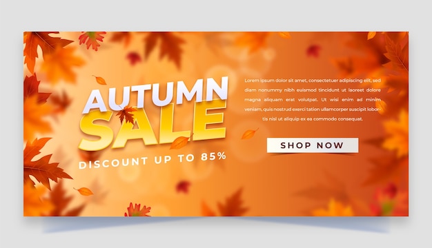 Free Vector | Realistic horizontal sale banner template for autumn celebration