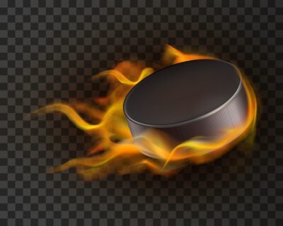 Free Vector | Realistic ice hockey puck in fire