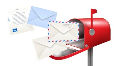 Free Vector | Realistic mailbox letters composition with  classic mail box and paper envelopes for letters