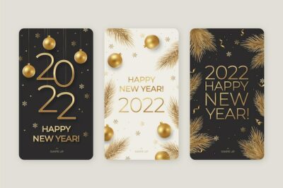 Free Vector | Realistic new year instagram stories collection