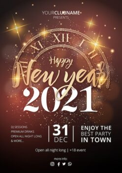 Free Vector | Realistic new year party poster template